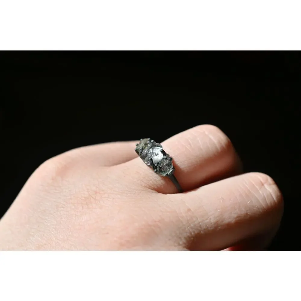 Unique Engagement Ring Raw Diamond Ring Raw Sapphire Ring
